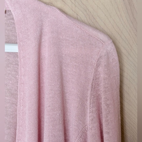 Eileen Fisher Organic Linen Open Front Cardigan Waterfall Style Pink Small - Picture 3 of 12